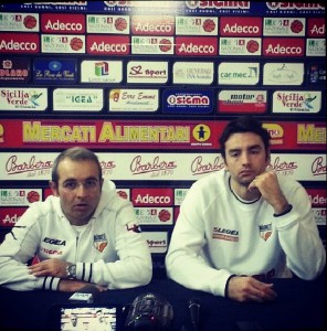 L'ass. coach della Sigma Barcellona Ugo Ducarello e Demian Filloy in conferenza stampa