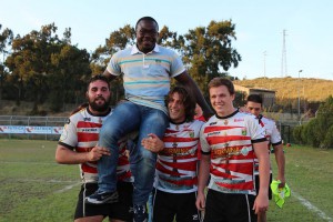 Salyaman con i ragazzi dell'Amatori Rugby
