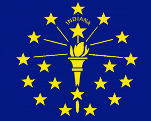 La bandiera dell'Indiana, suo Stato natale