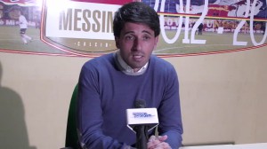 Il tecnico del Messina Gianluca Grassadonia in sala stampa