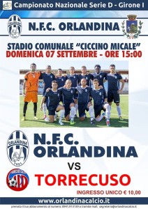 Locandina Orlandina-Torrecuso, match della prima giornata della stagione 2014/15 di Serie D