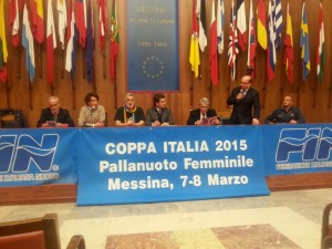 Un momento della conferenza stampa di presentazione (da sinistra Pino, Genovese, Accorinti, Parisi, Violato, Sangiorgi e Mirarchi)