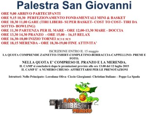 Il programma del Day Camp Minibasket in programma a Milazzo
