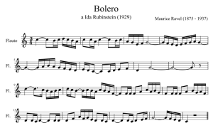 Lo spartito del Bolero di M. Ravel