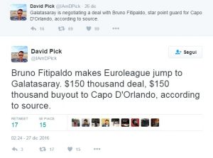 Il post di David Pick sul trasfertimento di Fitipaldo al Galatasaray