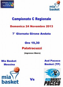 La locandina della sfida tra Mia Basket e Paceco