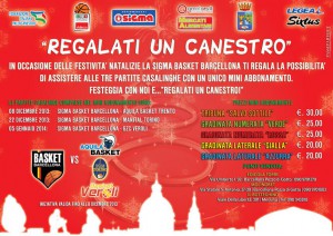 La locandina dell'iniziativa lanciata dal club igeano e denominata "Regalati un canestro"
