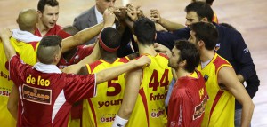 La goia a fine gara dei giocatori della Sigma Barcellona