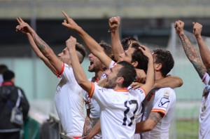 L'esultanza dei giallorossi a fine gara