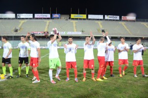 I giallorossi allo "Zaccheria" (foto Cuteri)