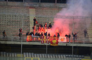 Festa grande per i sostenitori giallorossi al seguito (foto Bruno Cuteri - Paolo Furrer)