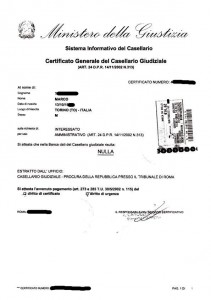 Un certificato giudiziario