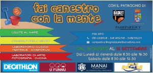 La locandina del camp estivo "Fai canestro con la mente"