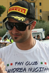 Un primo piano di Andrea Nucita, che corre con la Citroen Ds3 R3T, con il numero 16, per la scuderia Phoenix