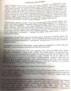 comunicato stampa tifosi Matera