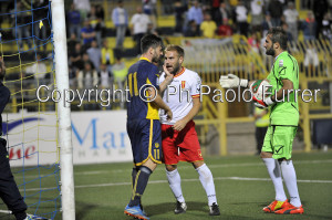 Un momento di nervosismo in Juve Stabia-Messina