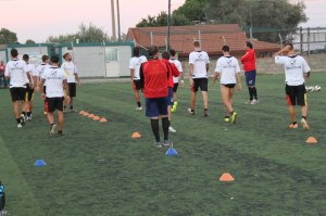 Una fase del riscaldamento pre-partita