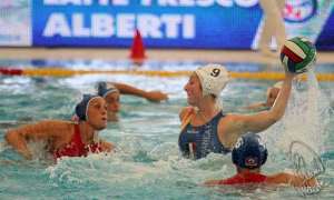 Le messinesi in azione ad Imperia, nel big-match con le campionesse d'Italia in carica