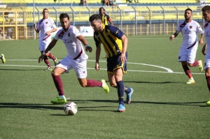 Una fase del match con la Reggina