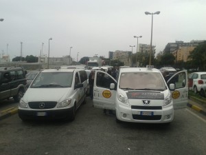 I taxi al bordo dei quali hanno trovato posto i supporters calabresi