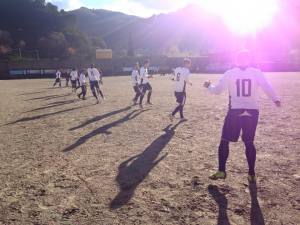 I giocatori del Contesse in una fase di riscaldamento prima della partita