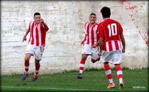 L'esultanza dei calciatori del Rende