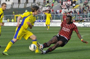 Barusso in azione con la divisa della Nocerina