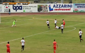 Il gol di Leccese per il momentaneo 1-0