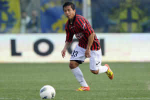 Roberto Merino, qui in azione contro il Modena, realizzò 7 reti in B con la Nocerina