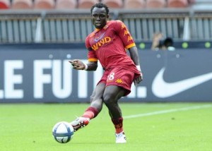 Barusso con la maglia della Roma in occasione di una sfida con il Bordeaux