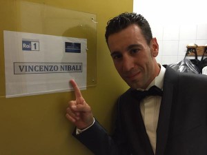 Vincenzo Nibali nel camerino che la Rai gli ha riservato