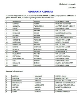 L'elenco dei convocati del 2001
