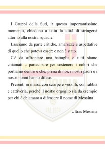 Il volantino degli Ultras Messina