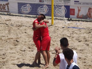 L'esultanza di Germanò dopo il 2-1