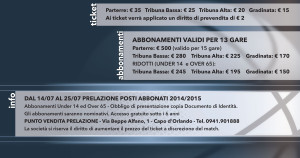 I prezzi della campagna abbonamento dell'Orlandina