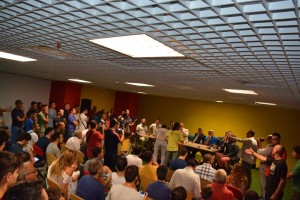 La sala stampa del San Filippo gremita dai tifosi