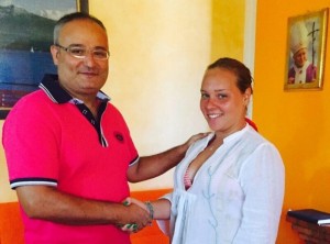 Il presidente dell'Astra Valdina, Gino Giunta, e Claudia Minutoli