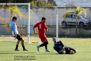 Il portiere biancazzurro Pasquale Nasca ha spesso operato ottimi interventi