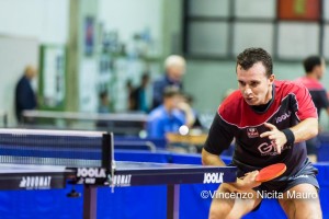 Giovanni Caprì in azione nel corso della sfida tra Top Spin Messina e Campomaggiore Terni