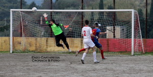 San Filippo squadra temibile: in foto un gol subito da Bucca nella gara di andata, terminata 2-2