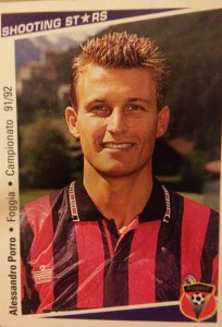 Alessandro Porro in figurina con la maglia del Foggia