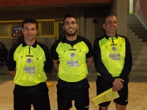 L'arbitro D'Amico (in mezzo) e gli assistenti Bosio e Priolo
