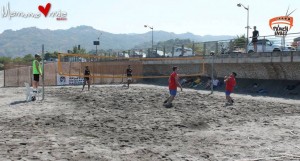 Una fase della seconda tappa del campionato di footvolley csen