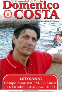 Locandina “5° Memorial Domenico Costa” e “8° Trofeo Mojo Alcantara – Memorial Mario Cottone”