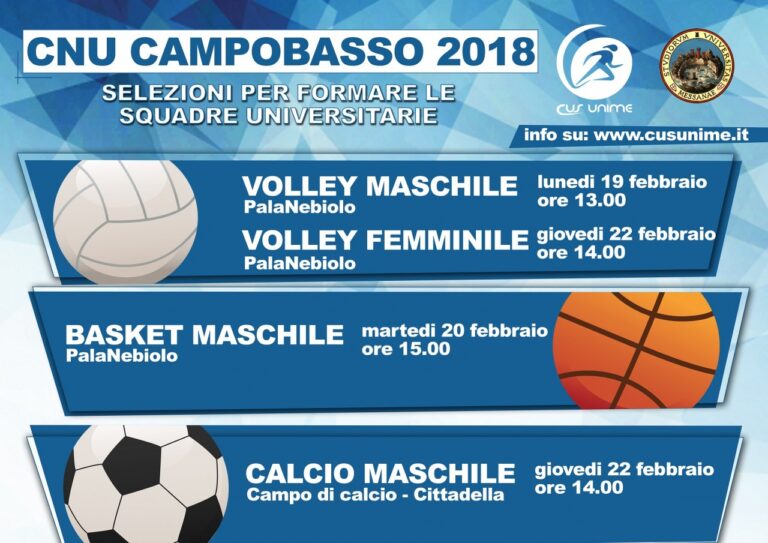 Al via le selezioni del CUS Unime per i prossimi CNU 2018